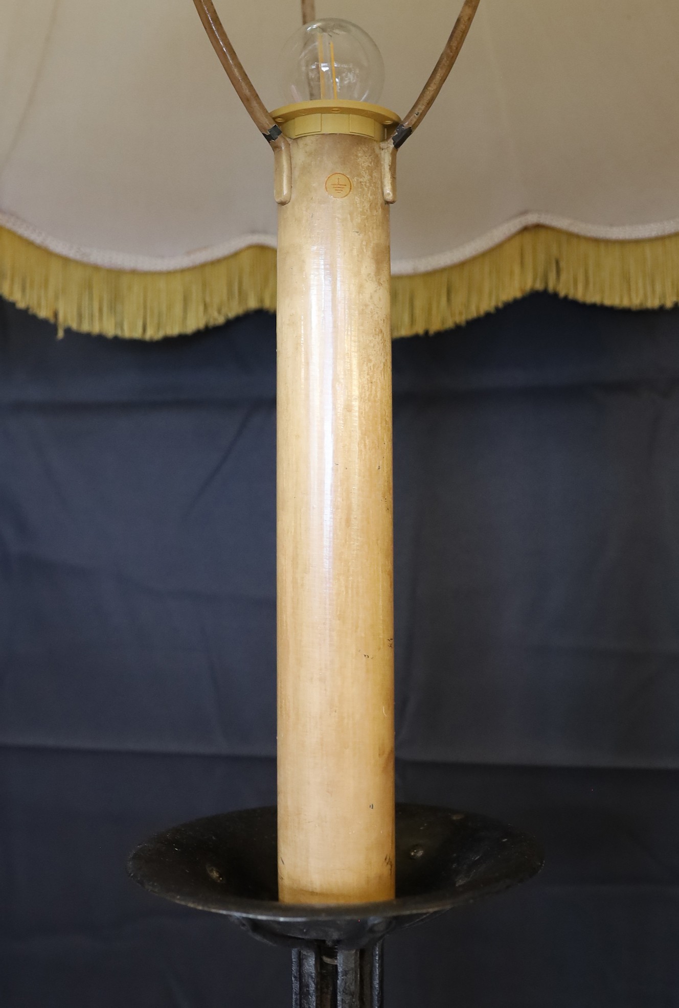 An early 20th century wrought iron lamp standard, height 172cm